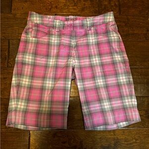 Nike Dri-Fit Golf Shorts Size 6 Pink Gray Plaid Women’s 10”Inseam